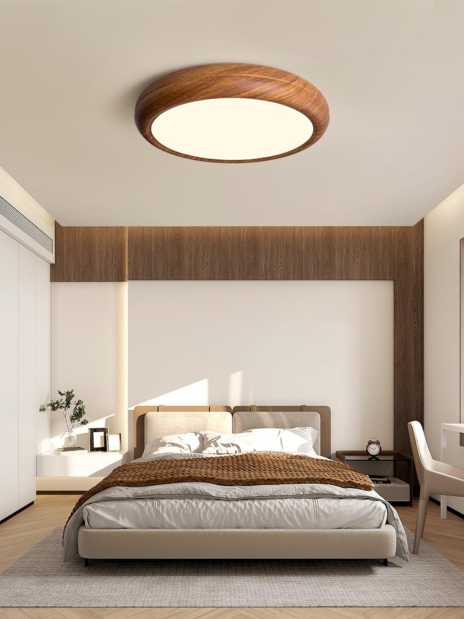 Elegant Wood & Acrylic Round Ceiling Light – Illuminate with Style