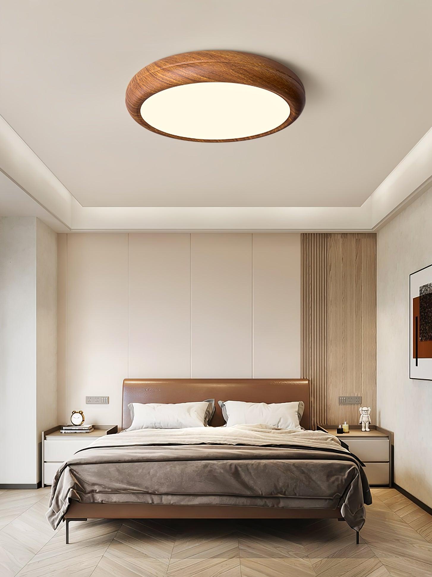 Elegant Wood & Acrylic Round Ceiling Light – Illuminate with Style