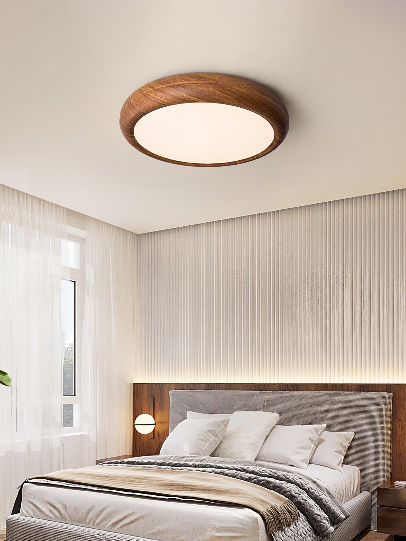 Elegant Wood & Acrylic Round Ceiling Light – Illuminate with Style