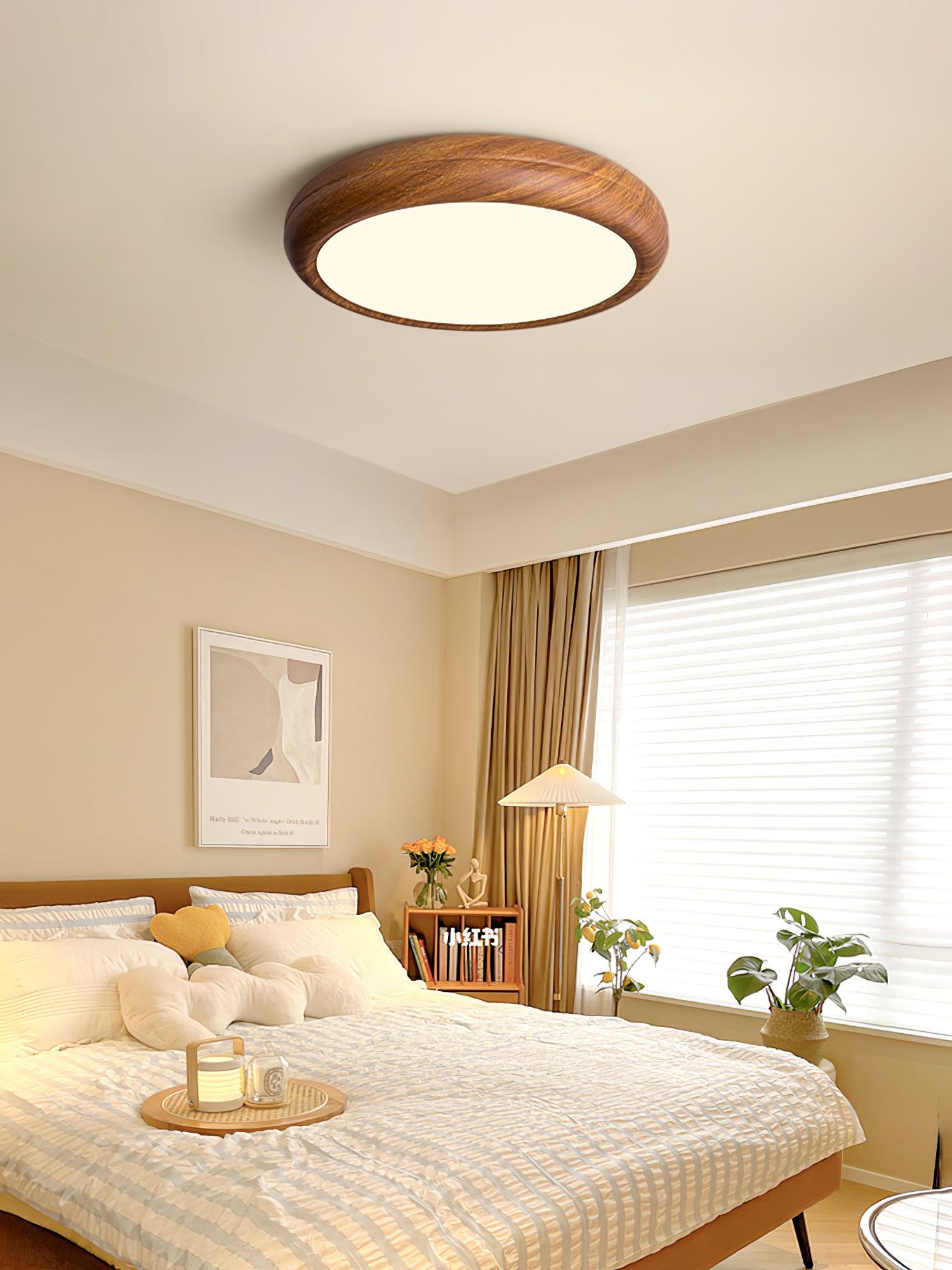 Elegant Wood & Acrylic Round Ceiling Light – Illuminate with Style