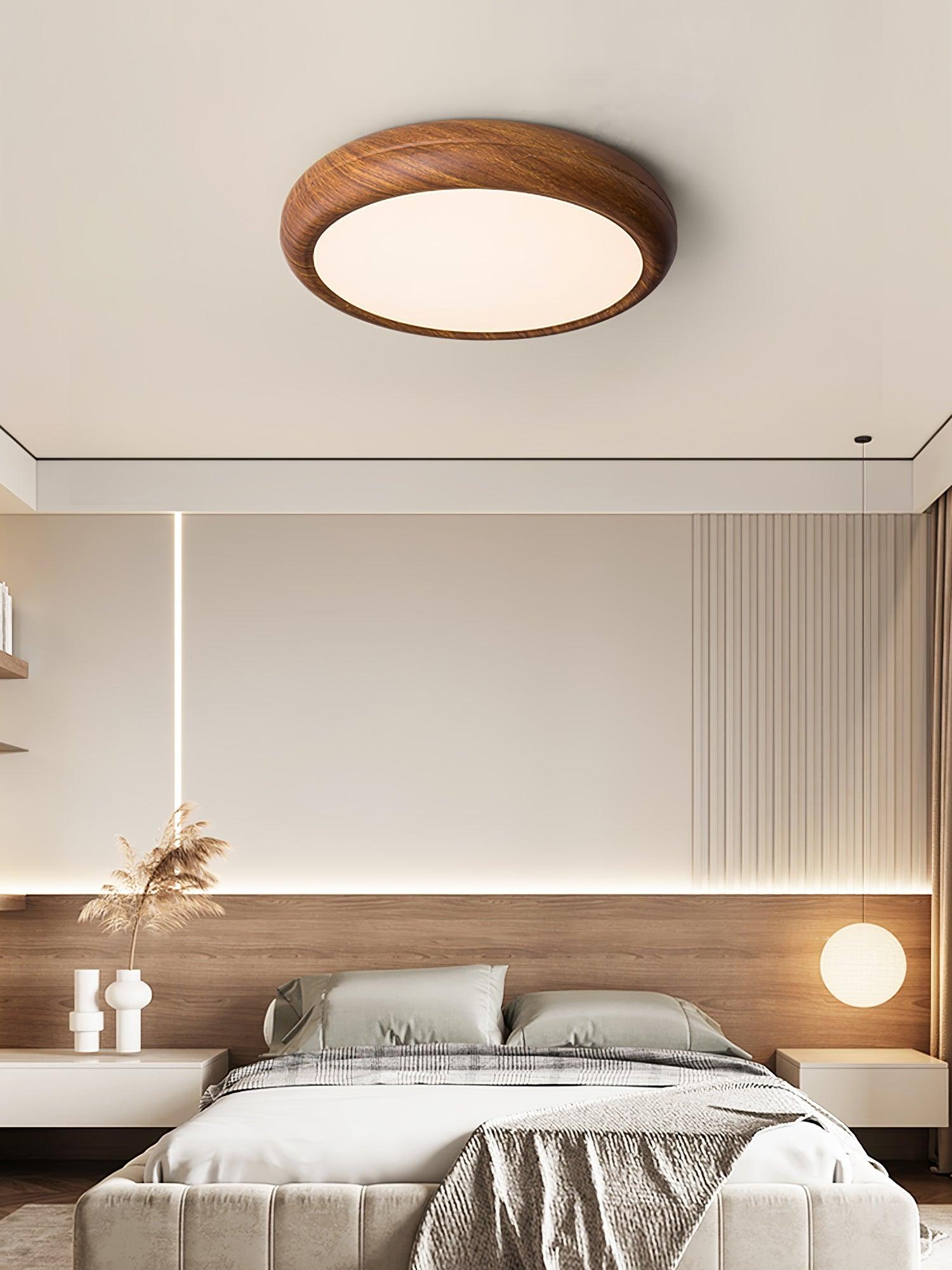 Elegant Wood & Acrylic Round Ceiling Light – Illuminate with Style