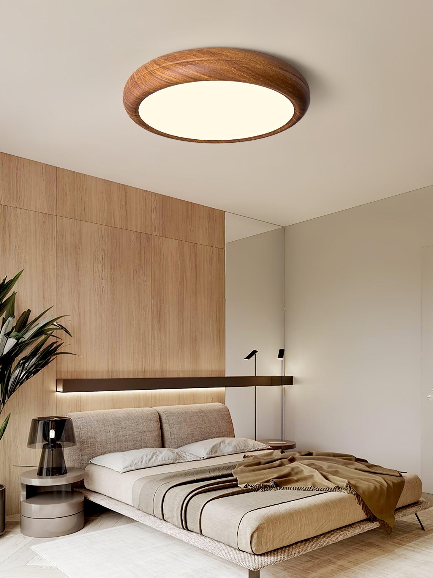 Elegant Wood & Acrylic Round Ceiling Light – Illuminate with Style