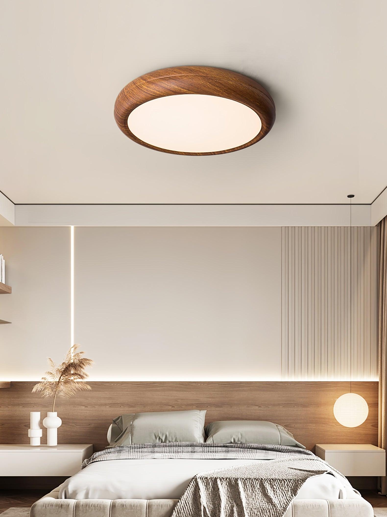 Elegant Wood & Acrylic Round Ceiling Light – Illuminate with Style