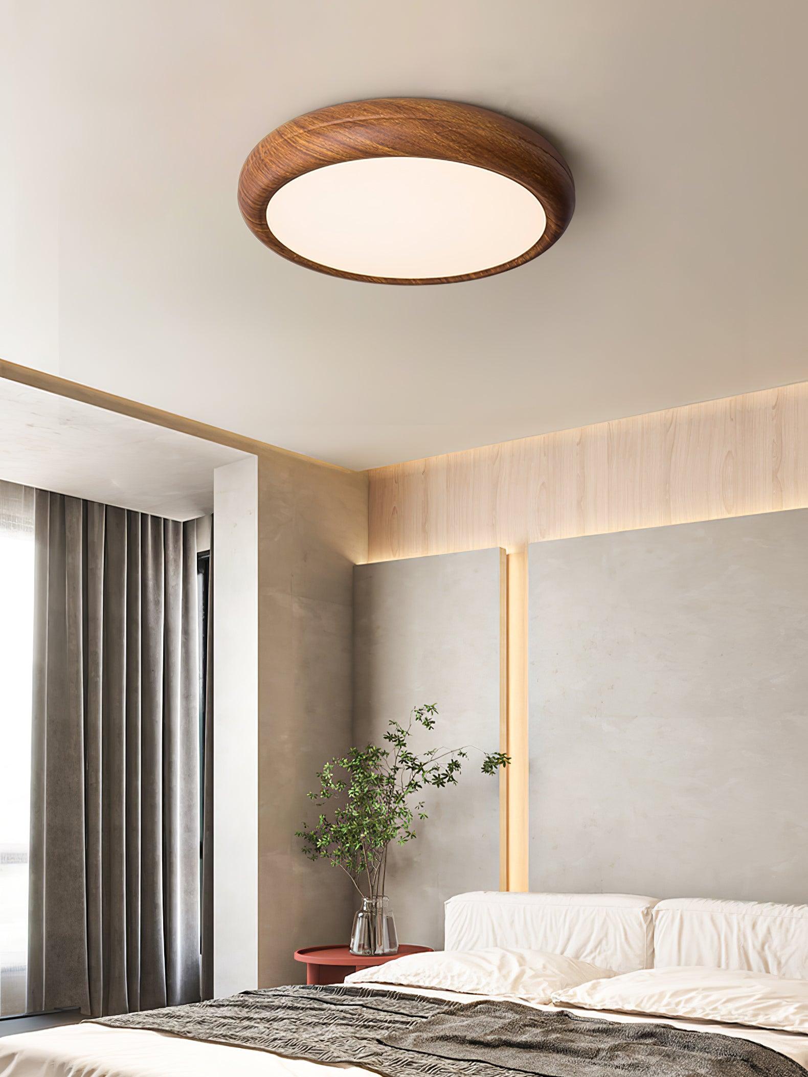 Elegant Wood & Acrylic Round Ceiling Light – Illuminate with Style