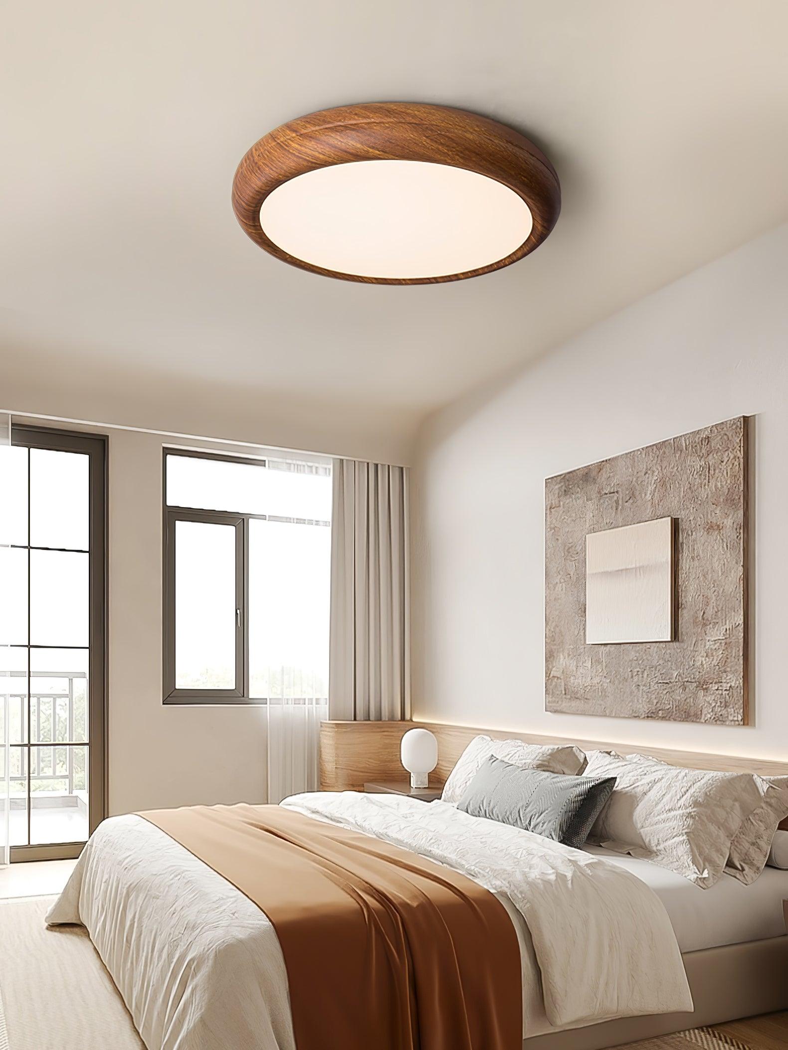 Elegant Wood & Acrylic Round Ceiling Light – Illuminate with Style