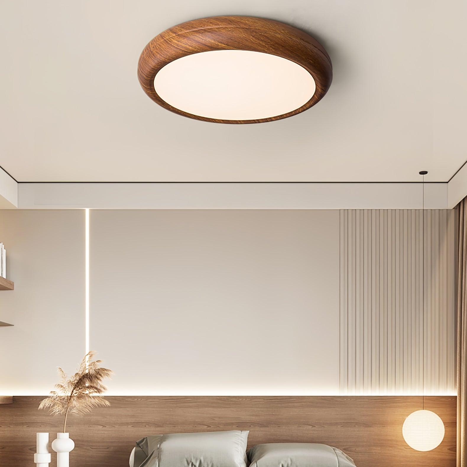 Elegant Wood & Acrylic Round Ceiling Light – Illuminate with Style