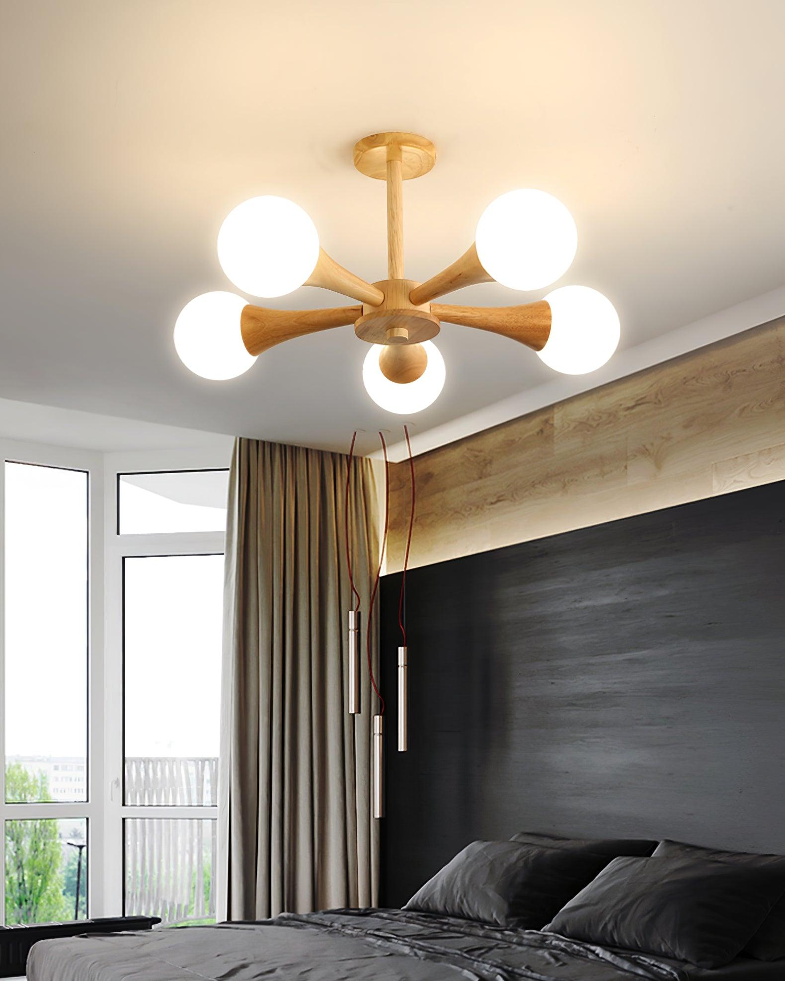 Dramatic Chandelier - Luxurious Wood & Glass Design