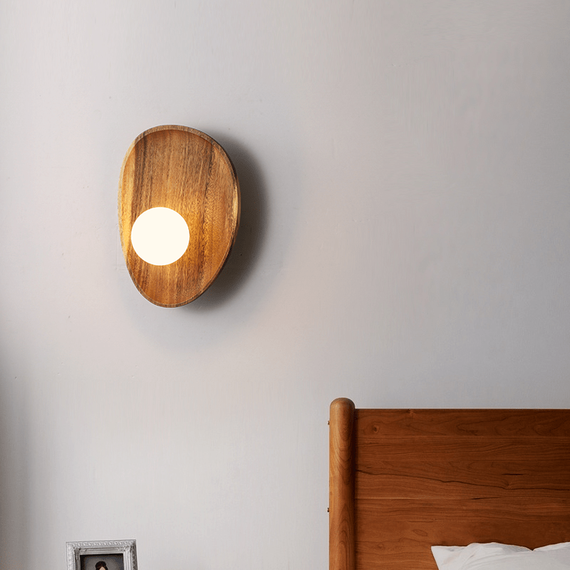 Natural Wooden Wall Mounted Lamp – Rustic LED Lighting Fixture