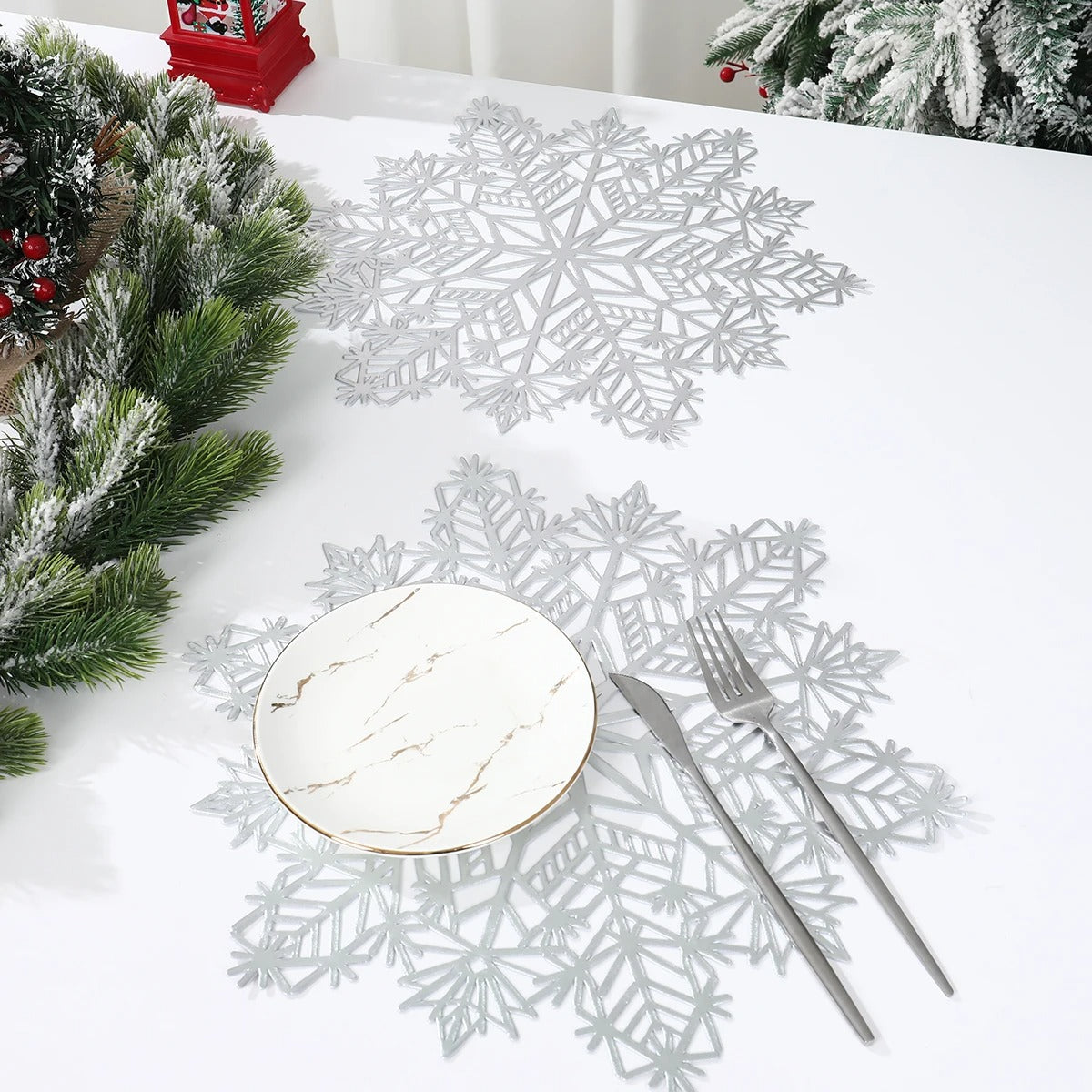 Christmas Snowflake Placemats – Set of 3, Festive Holiday Table Decor