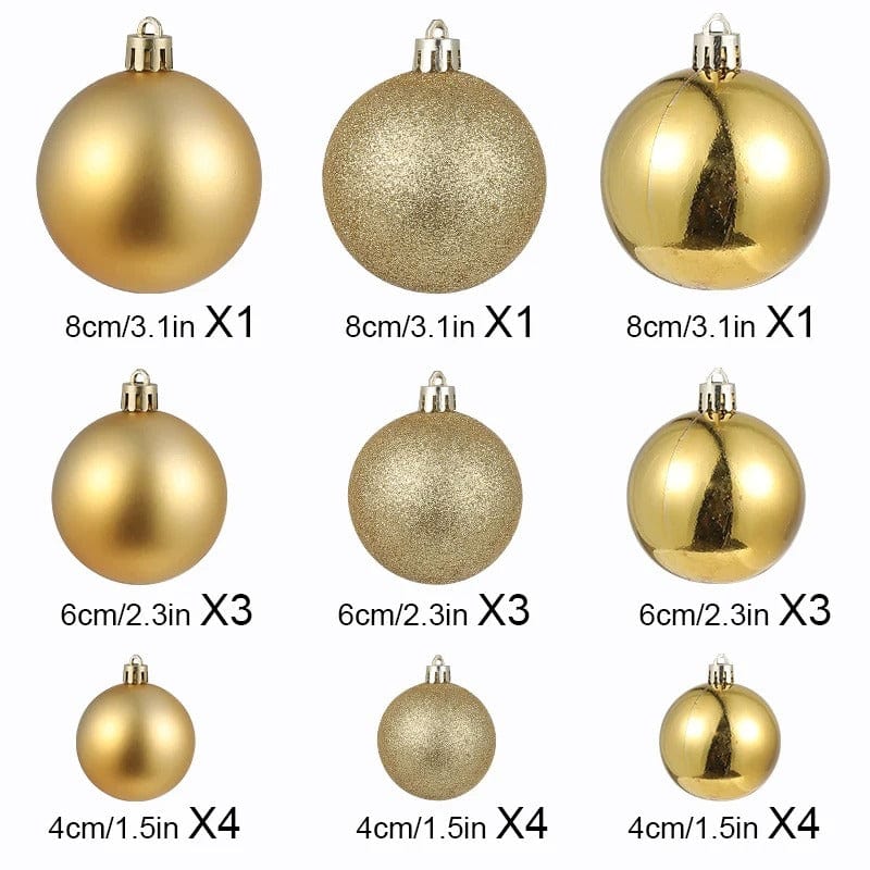 24pcs Christmas Tree Ornaments – 4-8cm Shatterproof Balls