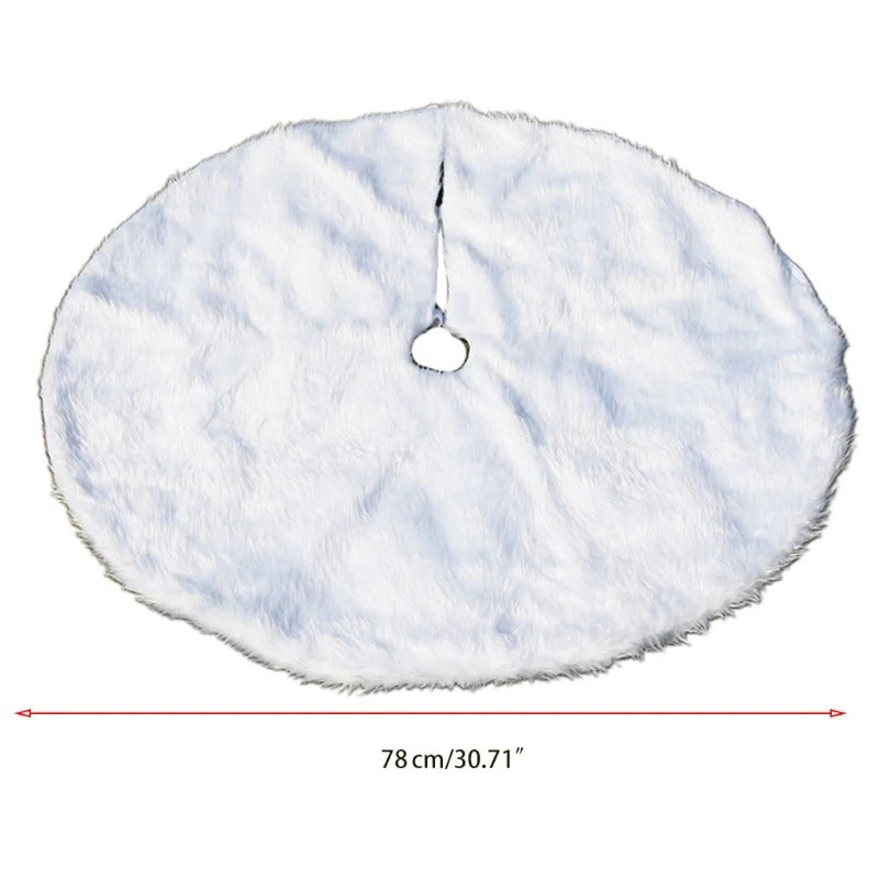 30.7" White Luxury Faux Fur Christmas Tree Skirt