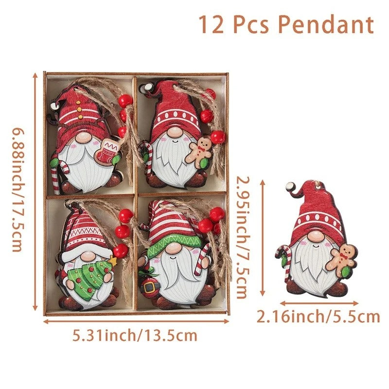 Christmas Gnomes Wooden Pendants – Festive Tree Decorations & Holiday Gifts