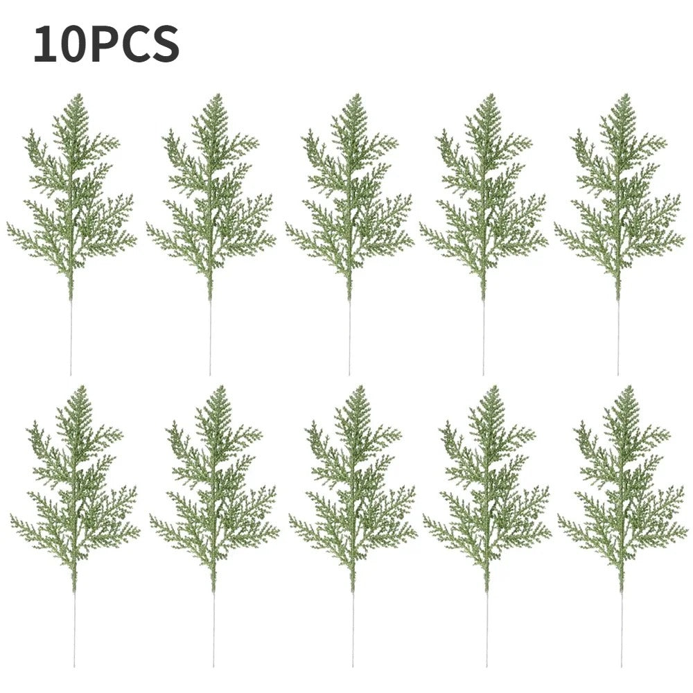 10/5pcs Glitter Gold & Silver Cypress Leaves | Christmas Tree Decor