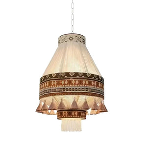 Bohemian Fringe Pendant Lamp - Tribal-Inspired Woven Design with Artisanal Touch