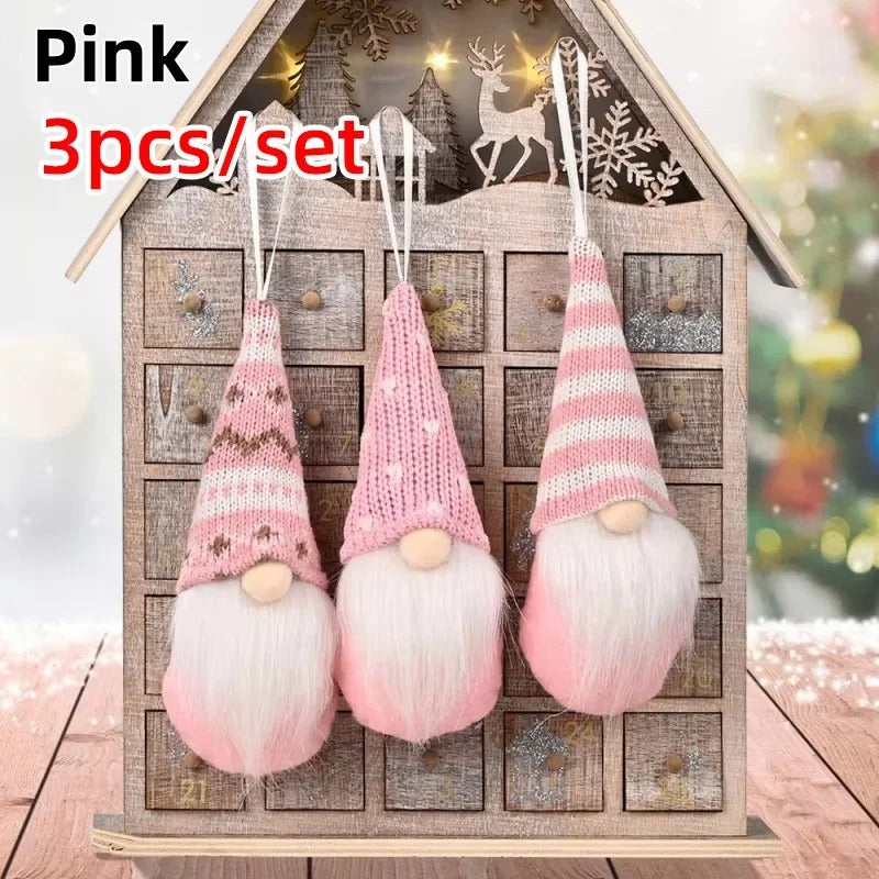 3pcs Christmas Gnomes Plush Santa Doll Knitted Fabric Ornaments