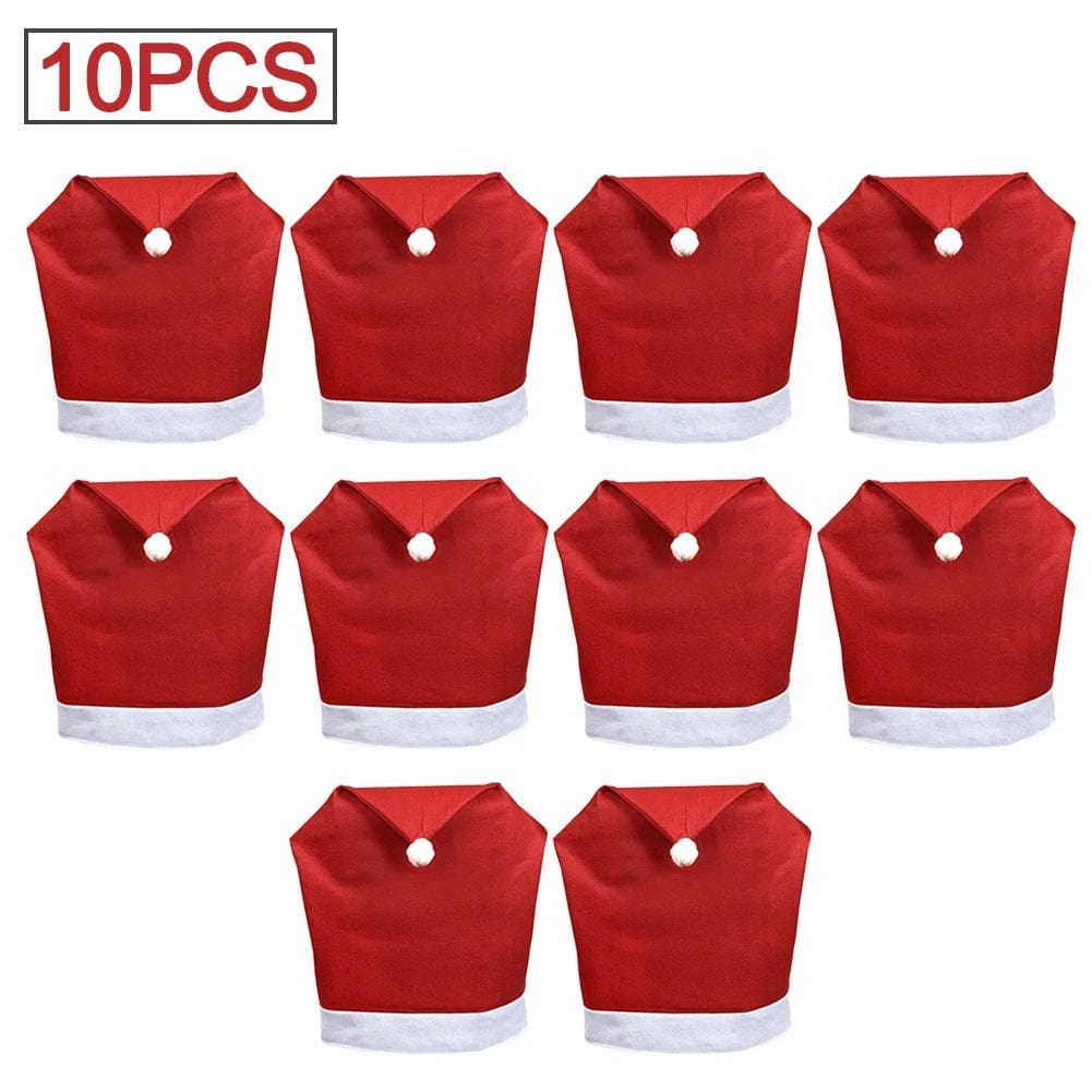 Santa Hat Chair Covers – Christmas Dining Table Decoration (1-10 Pieces)