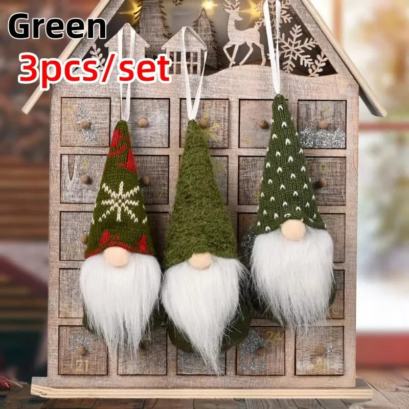 3pcs Christmas Gnomes Plush Santa Doll Knitted Fabric Ornaments