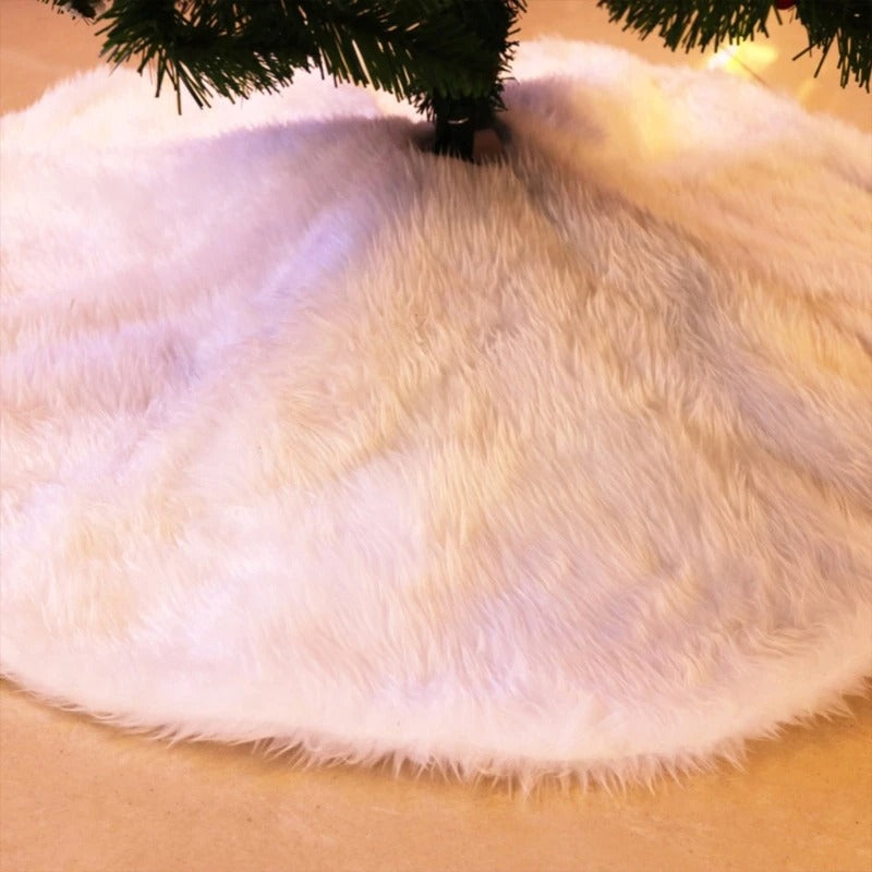 30.7" White Luxury Faux Fur Christmas Tree Skirt