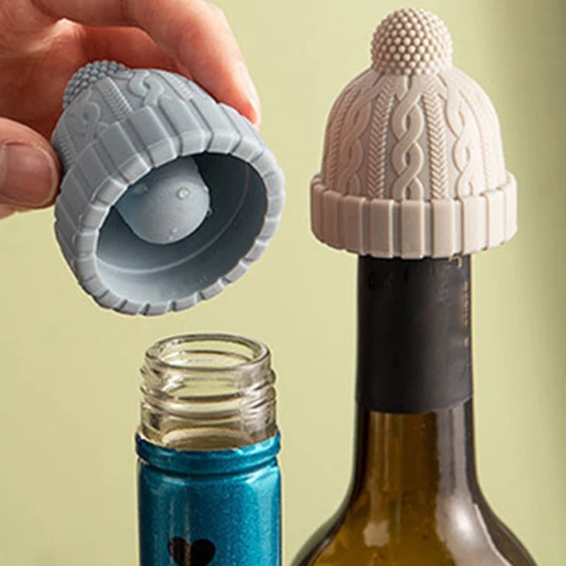 Christmas Silicone Knitted Beanie Wine Bottle Cork Stopper