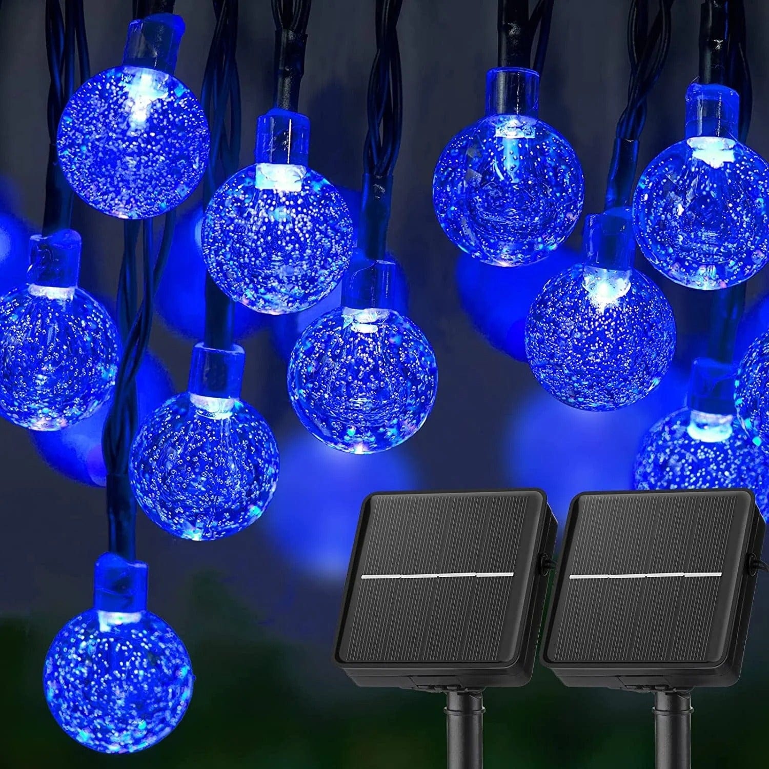 Outdoor LED Solar String Lights – 60 Crystal Ball LEDs, 8 Modes, Waterproof Garden Decor