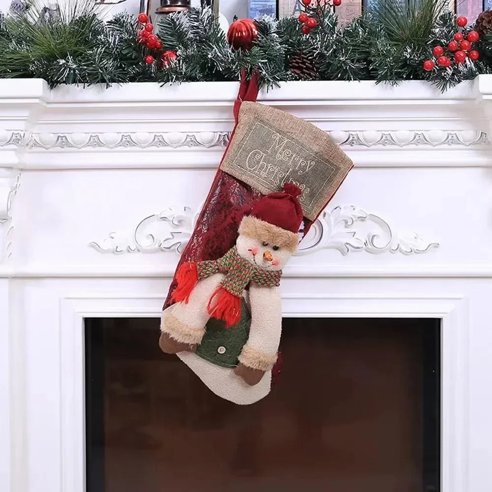 Classic Large Christmas Stockings | Santa, Snowman & Reindeer