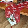 Embroidered Christmas Table Runner with Snowman & Snowflake