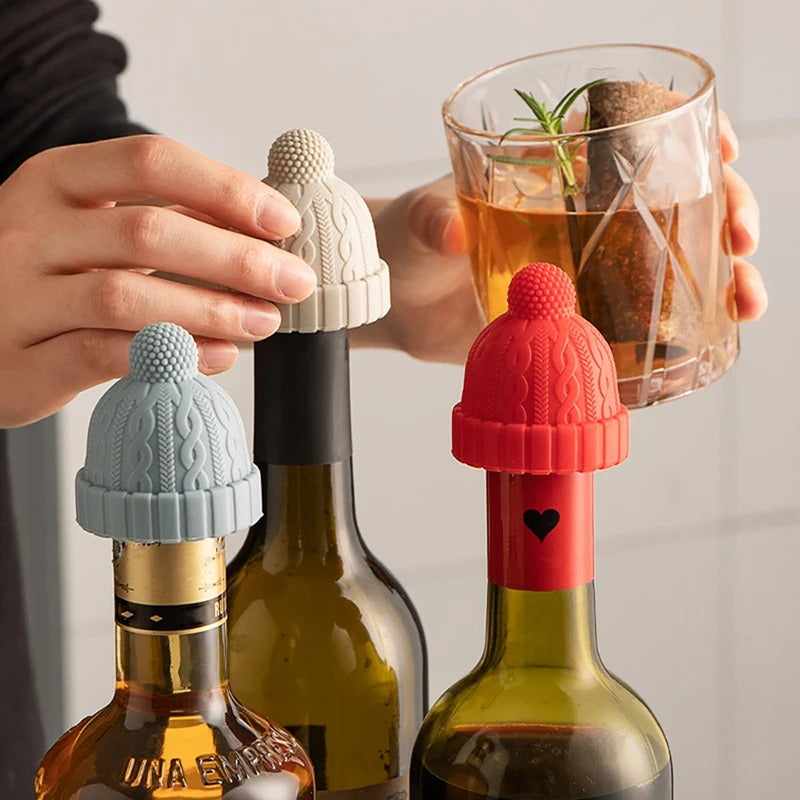 Christmas Silicone Knitted Beanie Wine Bottle Cork Stopper