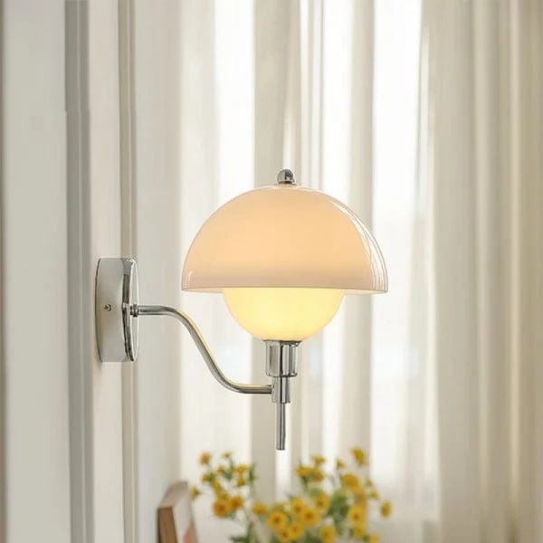 Cream Mushroom Walkway Wall Light – Elegant Glass Fixture