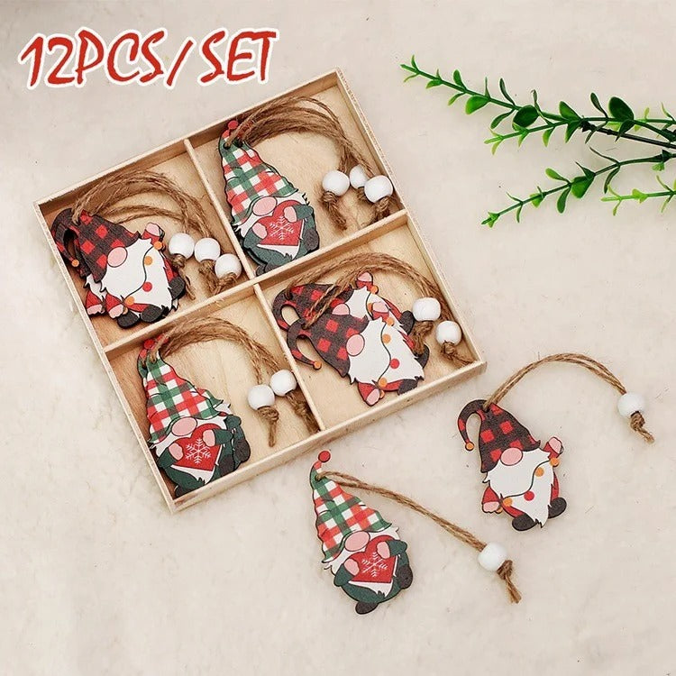 Christmas Gnomes Wooden Pendants – Festive Tree Decorations & Holiday Gifts