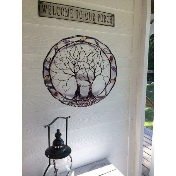 Circle of Life Garden Wall Art – Enchanting Metal Tree Sculpture with Moonlit Magic