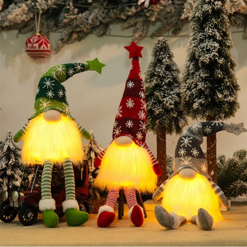 Christmas Gnome Faceless Doll Night Light | LED Xmas Holiday Decor Set of 3