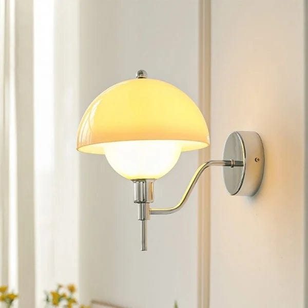 Cream Mushroom Walkway Wall Light – Elegant Glass Fixture