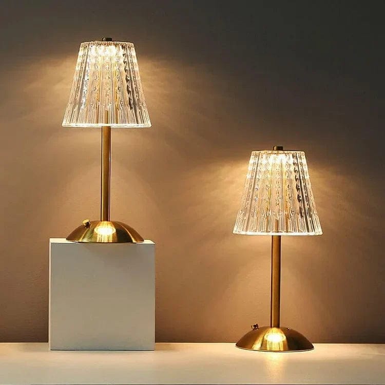 Golden Crystal Lamp – Wireless, Touch-Activated LED with Dimming