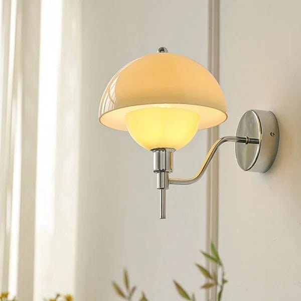 Cream Mushroom Walkway Wall Light – Elegant Glass Fixture