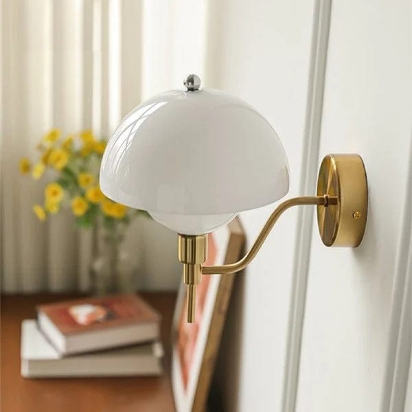 Cream Mushroom Walkway Wall Light – Elegant Glass Fixture