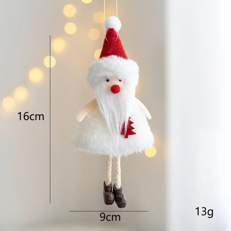 4pcs Plush Santa, Snowman & Elk Pendants