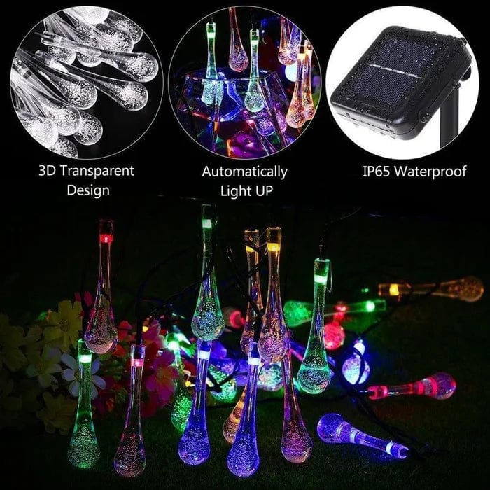 Enchanting Water Droplet Solar Lights - 8 Modes, Weatherproof