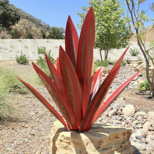 Handcrafted Red Tequila Agave Plant Sculpture – 35 cm