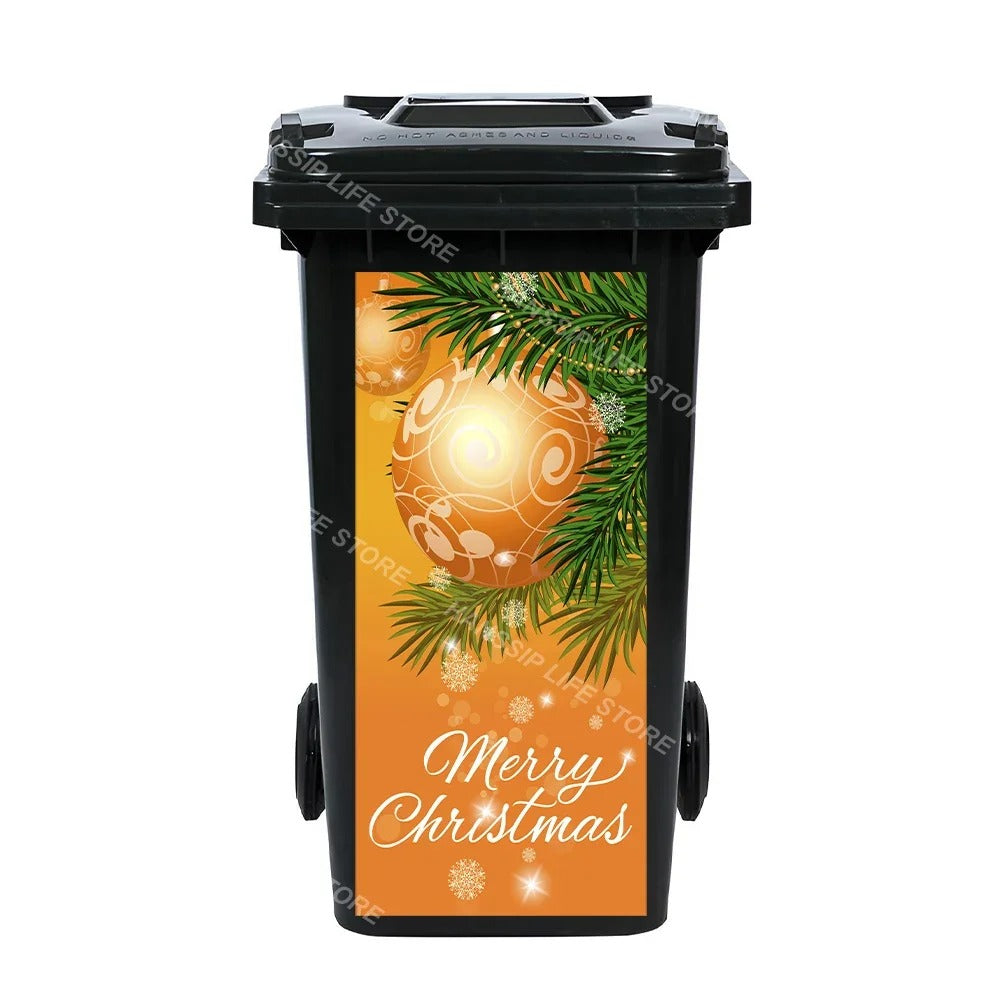 Christmas Waterproof Trash Bin Decals