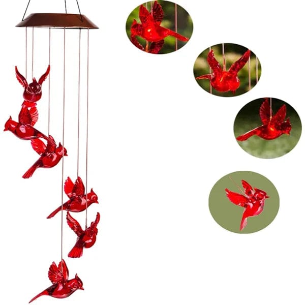 Solar Cardinal Wind Chime – Vibrant Daytime & Nighttime Garden Decor