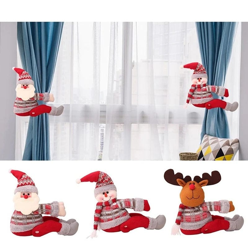 Plush Elk Santa Claus Christmas Curtain Holder Buckle