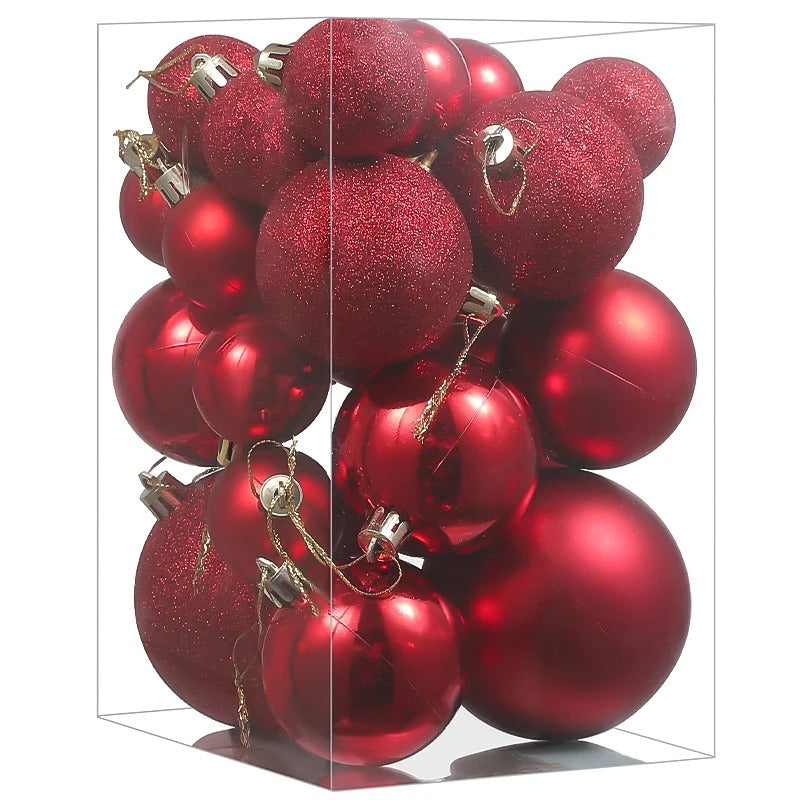 24pcs Christmas Tree Ornaments – 4-8cm Shatterproof Balls