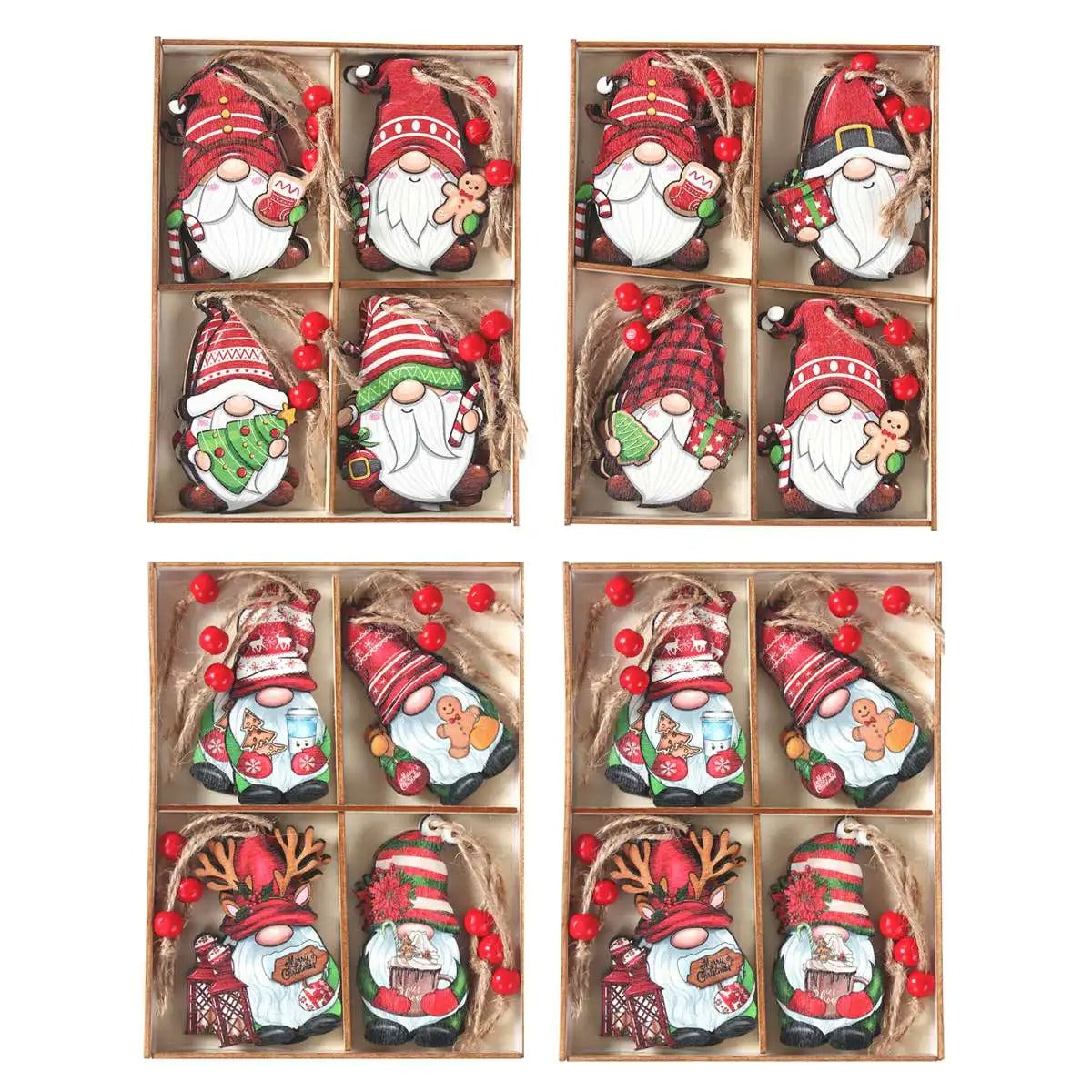 Christmas Gnomes Wooden Pendants – Festive Tree Decorations & Holiday Gifts