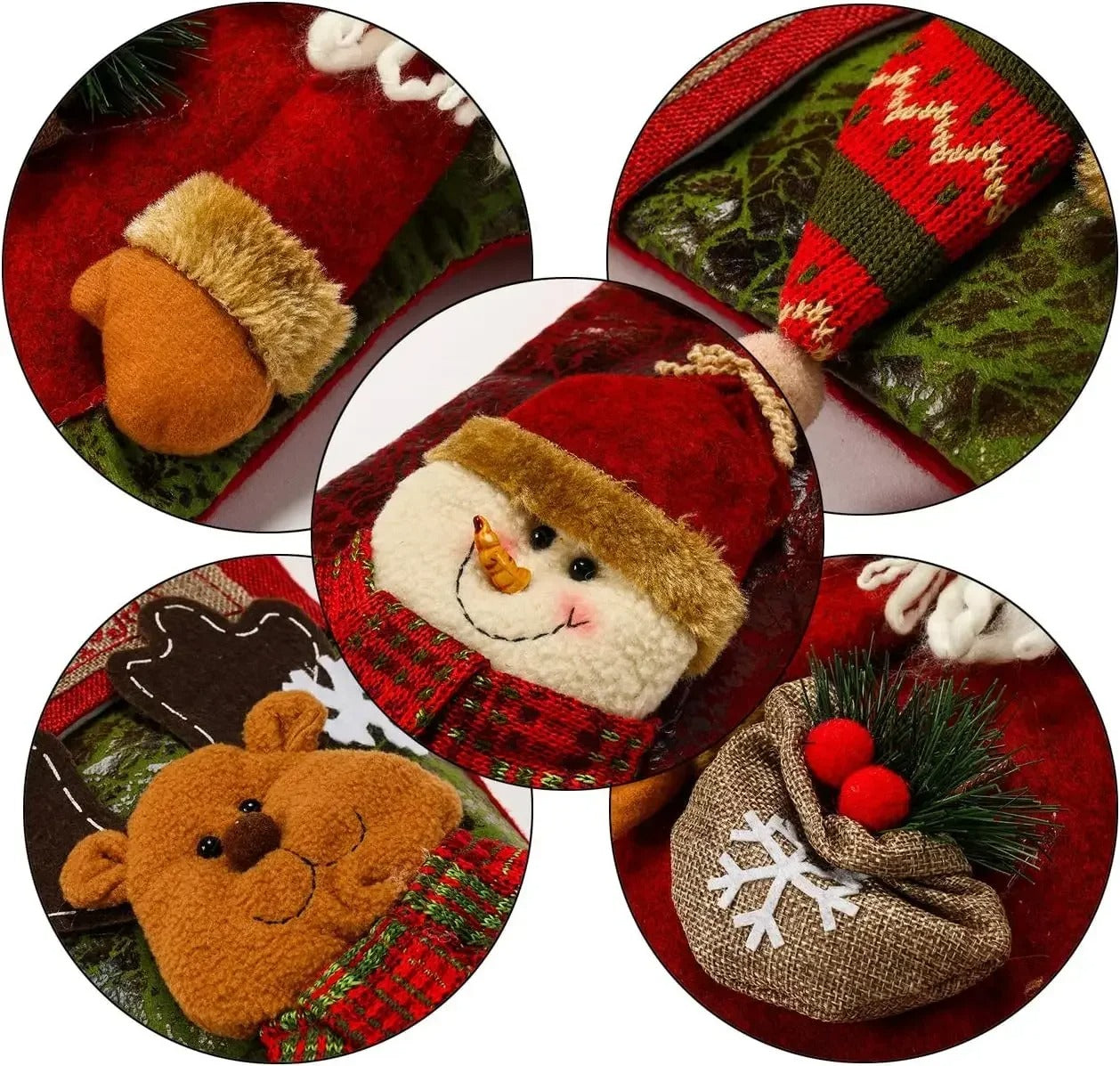 Classic Large Christmas Stockings | Santa, Snowman & Reindeer