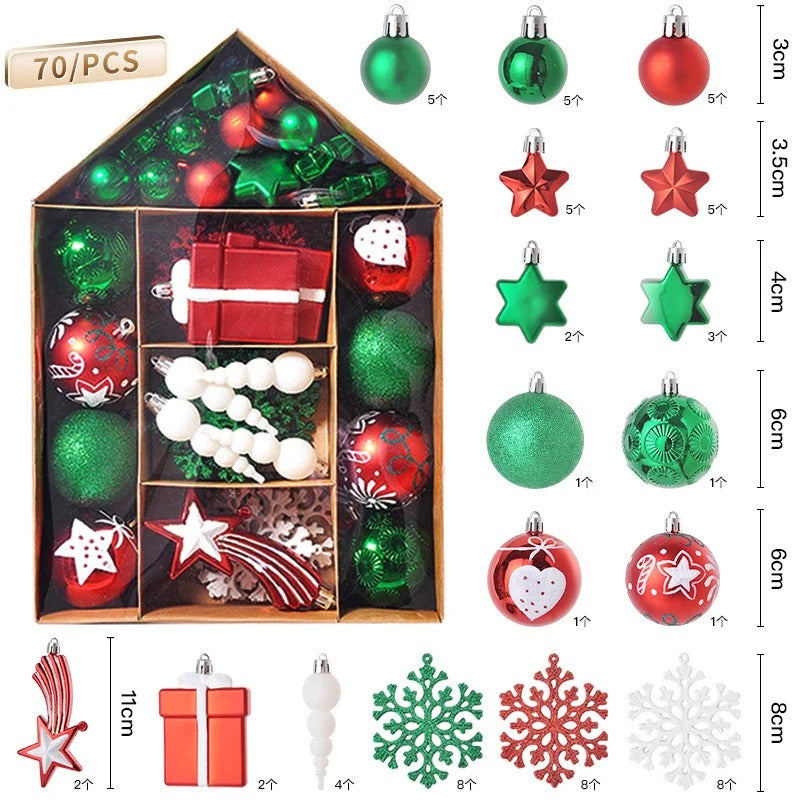 70-Piece Christmas Ball Ornament Set