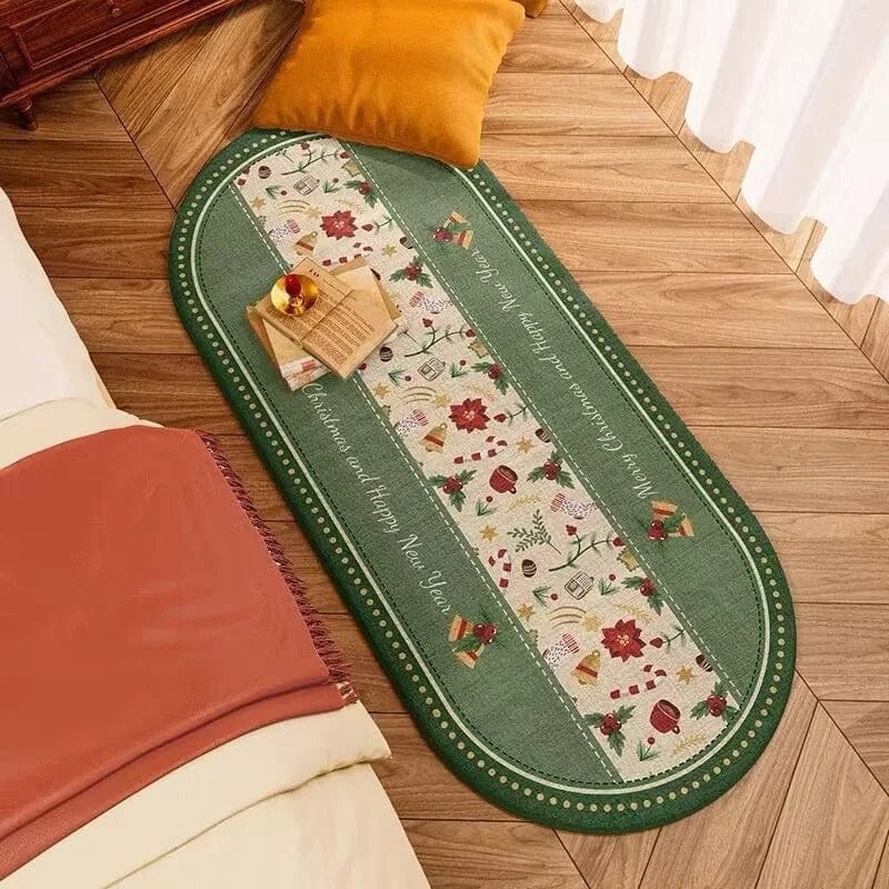 Vikama Crystal Velvet Christmas Rug – Non-Slip Holiday Floor Mat