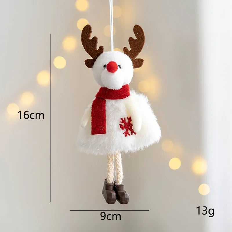 4pcs Plush Santa, Snowman & Elk Pendants