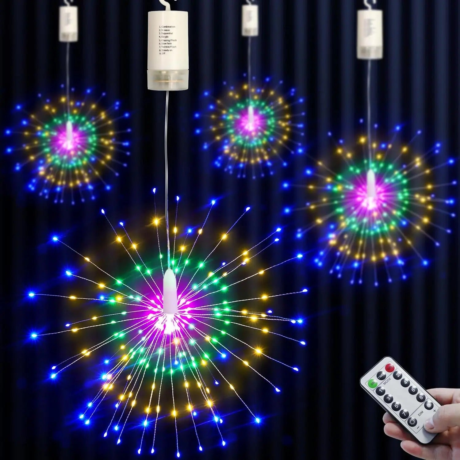 LED Fireworks String Lights – 150/200 LEDs, 8 Modes, Waterproof