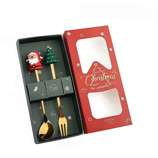 Santa Claus Christmas Spoons & Forks Set – 4/6pcs Stainless Steel