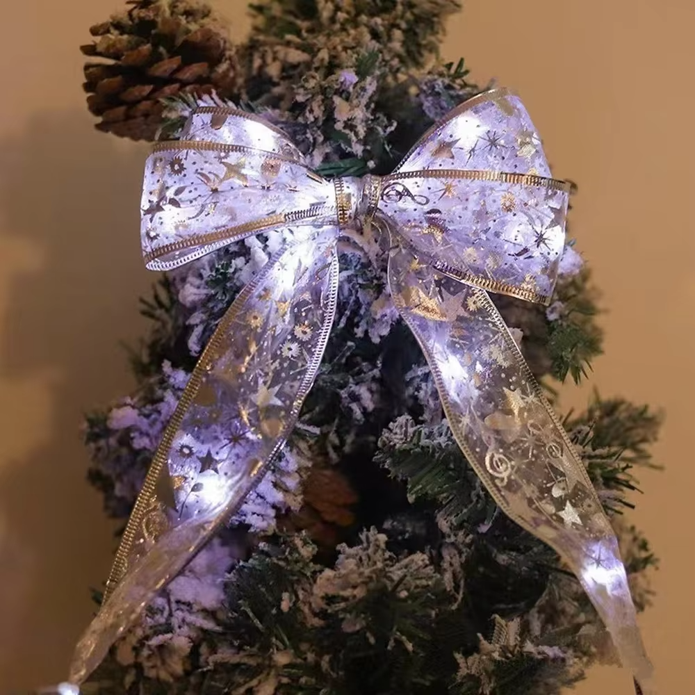 Christmas Ribbon Fairy Light – DIY Bow String Lights for Tree Ornaments